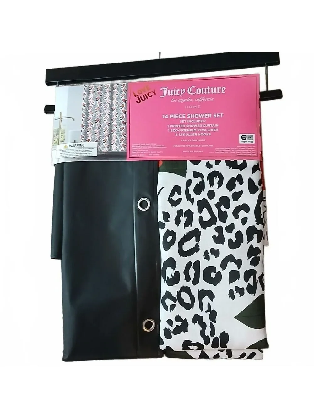 Juicy Couture Home Rose Leopard Print Shower Curtain Set 14pc NWT McBling Y2K